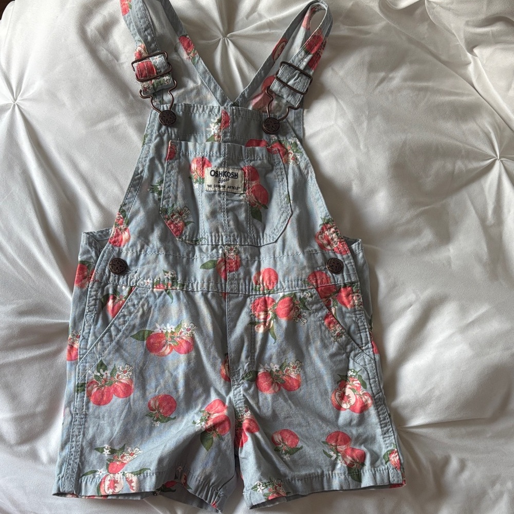 OshKosh B'gosh Kids Overalls - Gray with Red Floral